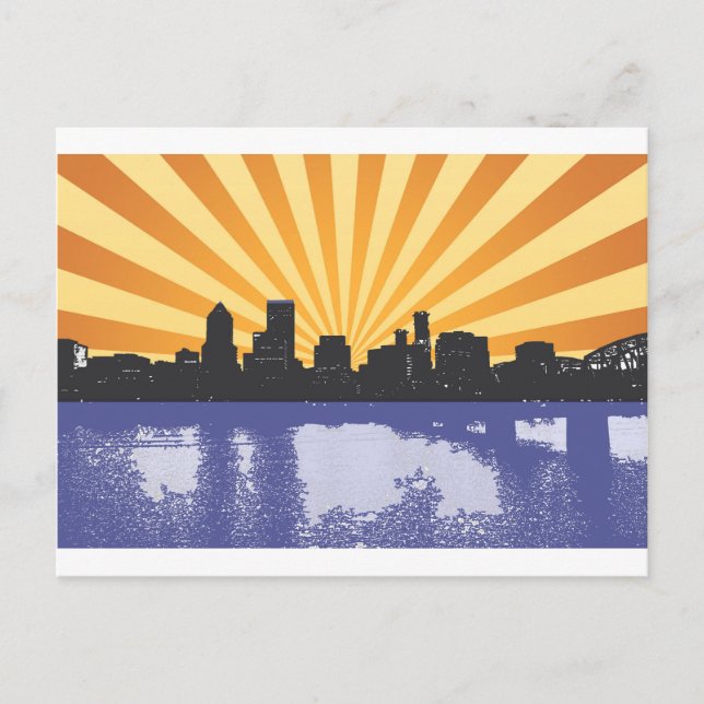 Portland cityscape pop art postcard (Front)