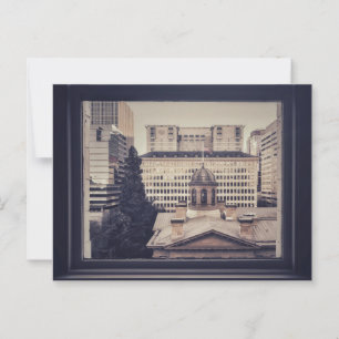 Portland Cityscape Through Window Frame  Postcard