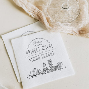 Portland Deco Skyline Wedding Event Napkins