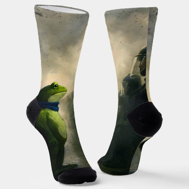 Portland Frog Protest Socks (Angled)