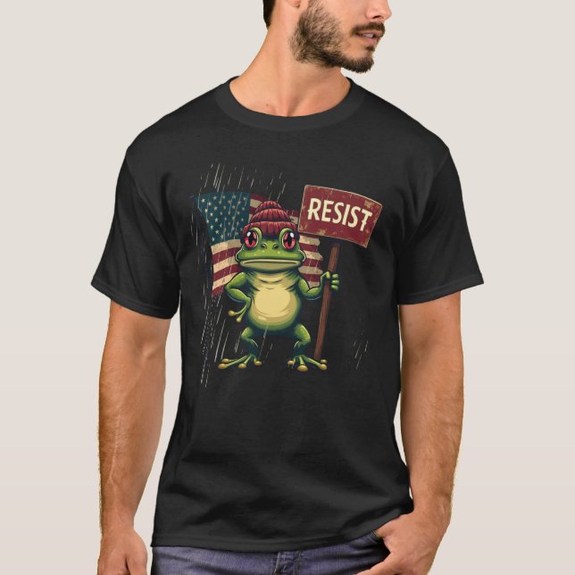 Portland Frog Vintage Political Satire T-Shirt (Front)