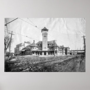 Portland Grand Trunk Depot BW Poster
