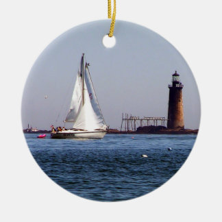 Portland Harbour Sailing by Ram Island Ledge Ceramic Tree Decoration