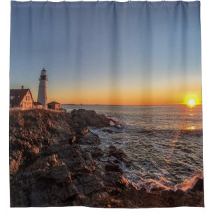 Portland Head Light at Dawn Shower Curtain