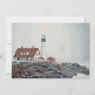 Portland Head Light in Fog Invitation