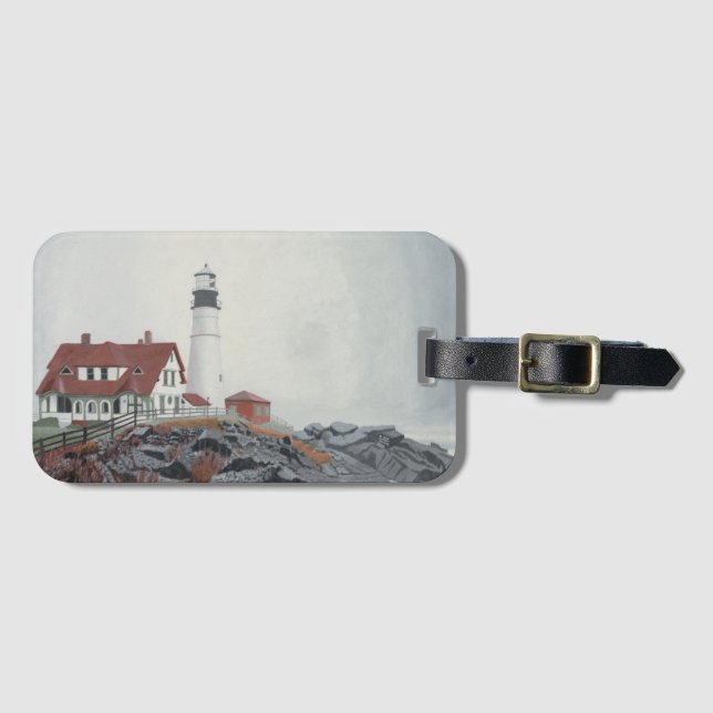 Portland Head Light in Fog Luggage Tag (Front Horizontal)