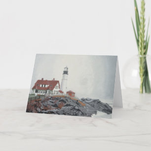 Portland Head Light in Fog Thank You Card