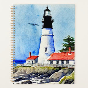 Portland Head Light Maine Watercolor Planner