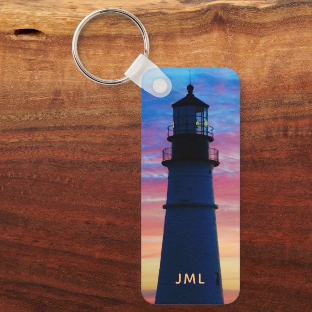 Portland Head Light Sunrise Lighthouse Key Ring (Front)