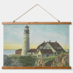 Portland Head Light Watercolor Hanging Tapestry