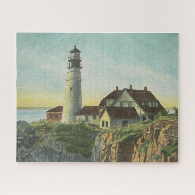 Portland Head Light Watercolor Jigsaw Puzzle (Horizontal)