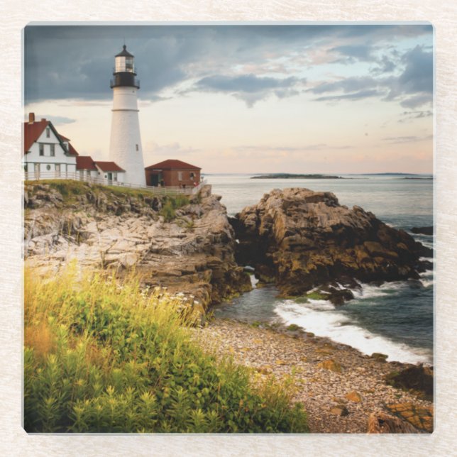 Portland Head Lighthouse | Cape Elizabeth, Me Glass Coaster (Front)