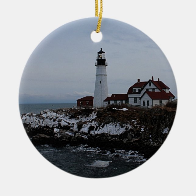 Portland Head Lighthouse Ceramic Tree Decoration (Front)