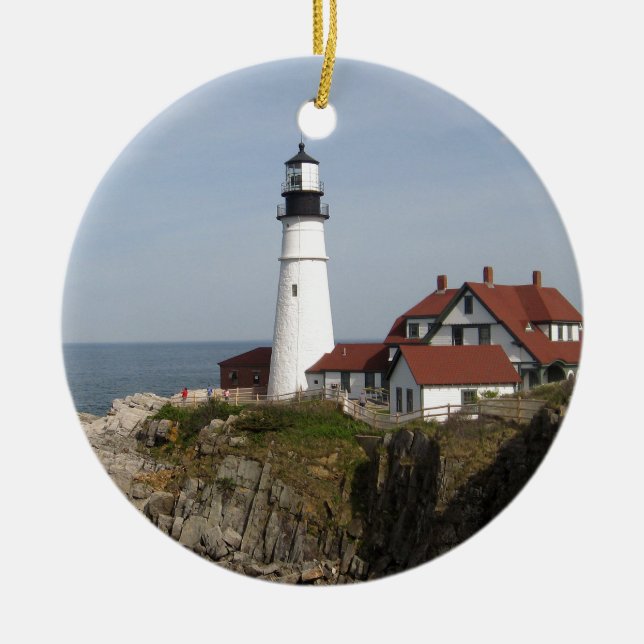 Portland Head Lighthouse Ceramic Tree Decoration (Front)