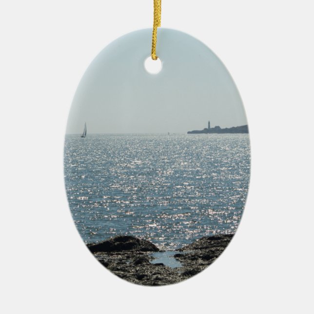 Portland Head Lighthouse Ceramic Tree Decoration (Front)