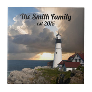 Portland Head Lighthouse Maine Family Name Tile