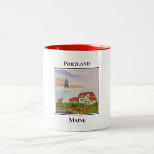 Portland Head Lighthouse, Maine Two-Tone Coffee Mug