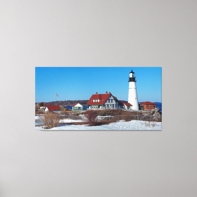 Portland Head Lighthouse Pano Canvas Print (Front)
