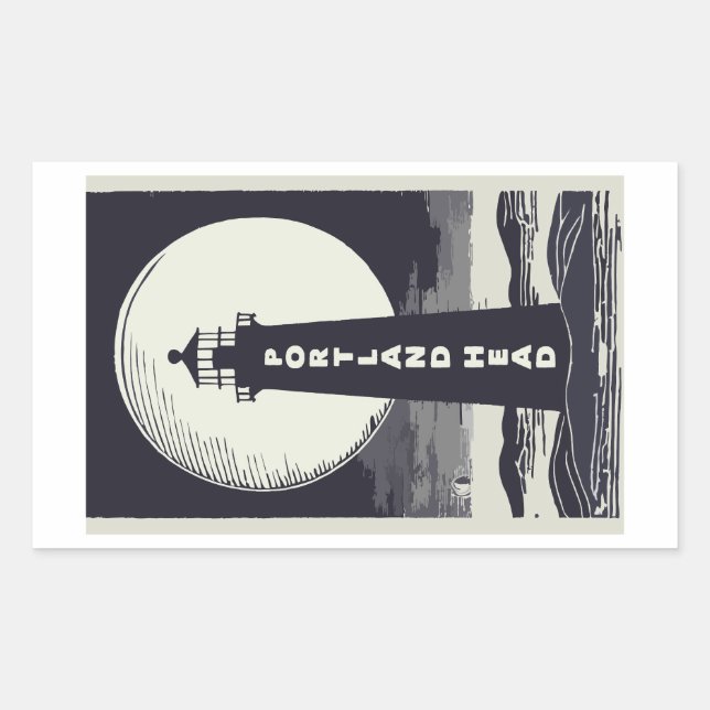 Portland Head Maine Lighthouse Moon Rectangular Sticker (Front)