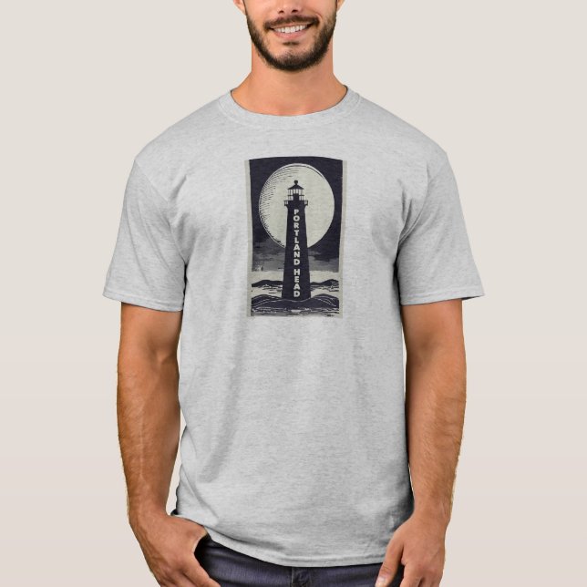 Portland Head Maine Lighthouse Moon T-Shirt (Front)