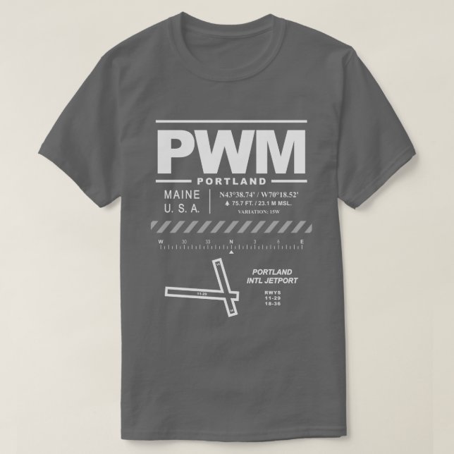 Portland International Jetport PWM T-Shirt (Design Front)
