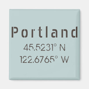 Portland Latitude & Longitude Magnet