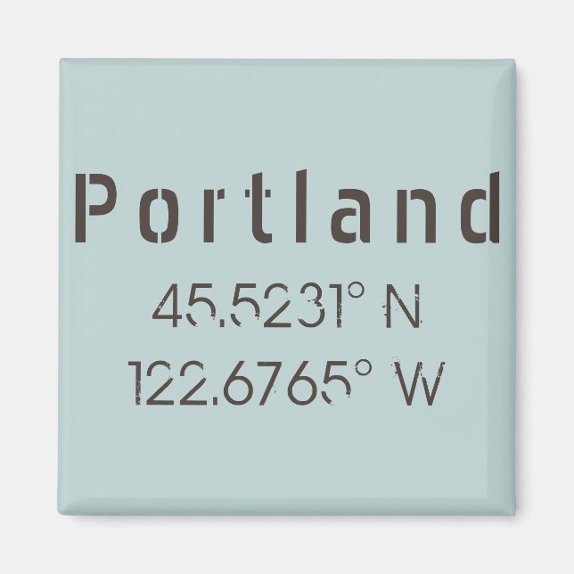 Portland Latitude & Longitude Magnet (Front)