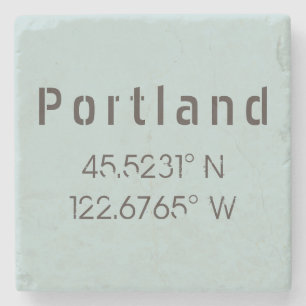 Portland Latitude Longitude Stone Coaster