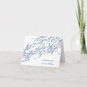 Portland Maine Casco Bay Map Wedding Personalised Thank You Card