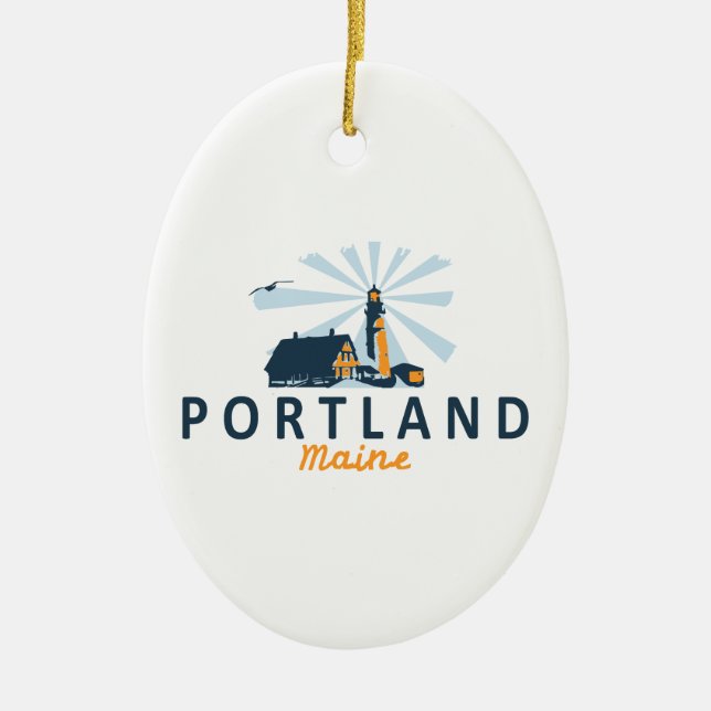 Portland Maine. Ceramic Tree Decoration (Front)