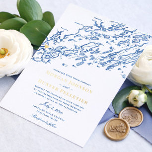 Portland Maine Elegant Wedding Navy Blue and Gold