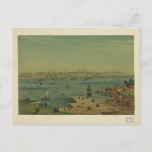 Portland Maine Harbour in 1854 by W. S. Hatton Postcard