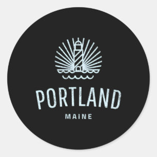 Portland Maine Lighthouse Classic Round Sticker