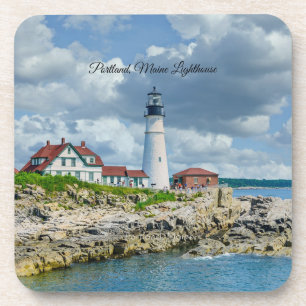 Portland, Maine lighthouse (labelled) Coaster