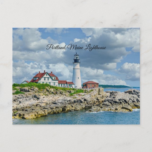 Portland, Maine lighthouse (labelled) Postcard (Front)