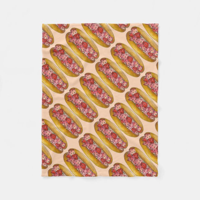 Portland Maine Lobster Roll Sandwich Food Foodie Fleece Blanket (Front)