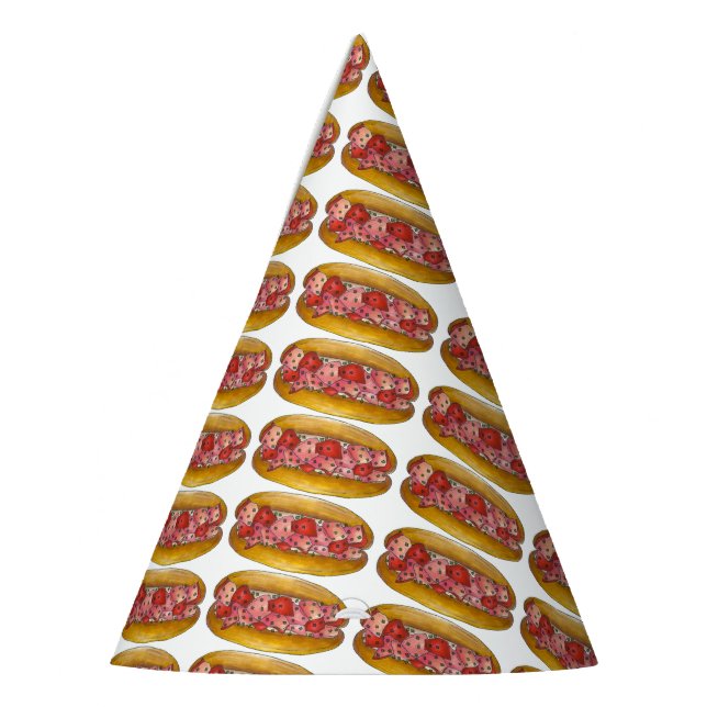 Portland Maine Lobster Roll Sandwich Seafood Food Party Hat (Left)