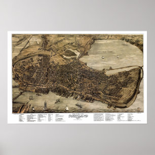 Portland, Maine Panoramic Map - 1876 Poster
