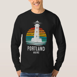 Portland Maine Retro Vintage Lighthouse Idea 1 T-Shirt
