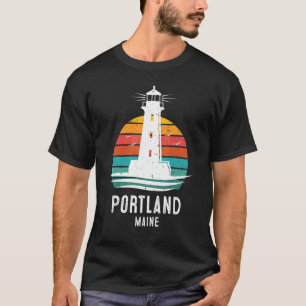 Portland Maine Retro Vintage Lighthouse Idea 2 T-Shirt