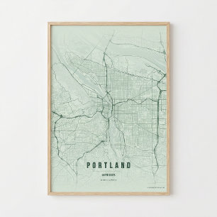 Portland Map Print Oregon City Wallart Poster Gift