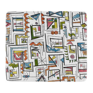 Portland-Modern Geometric Watercolor Art Cutting Board