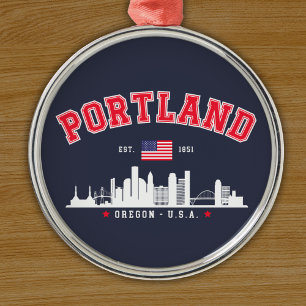 Portland Modern Skyline city Metal Tree Decoration