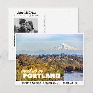 Portland Mount Hood Save the Date Retro Postcard