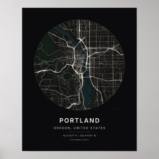 Portland OR Black City Map Art Print