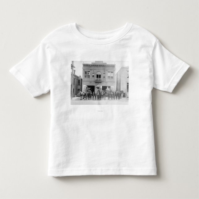 Portland, OR Fire Station Horse Drawn and Men Toddler T-Shirt (Front)