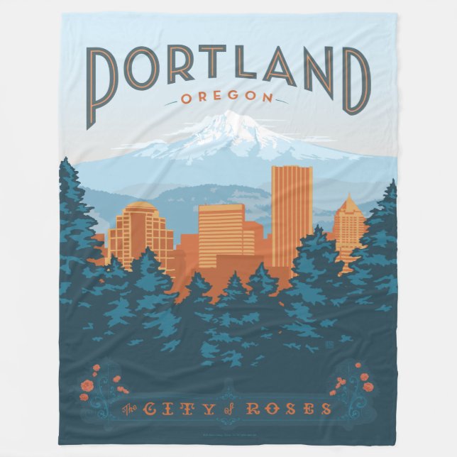 Portland, OR Fleece Blanket (Front)