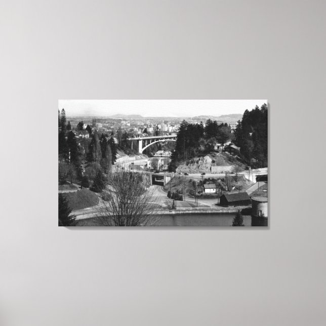 Portland, OR Town View from City Park Canvas Print (Front)