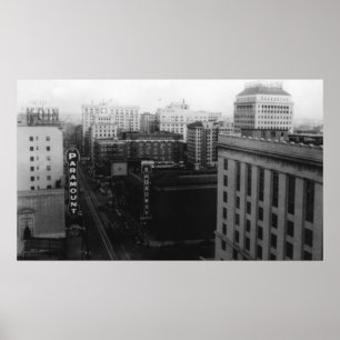 Portland, OR View of Broadway from Main St. Poster