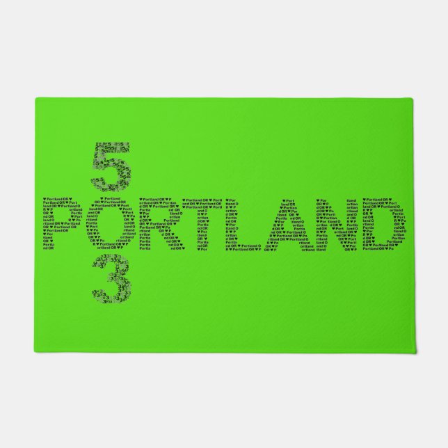 Portland Oregon 503 Welcome Doormat by Tell3People (Front)